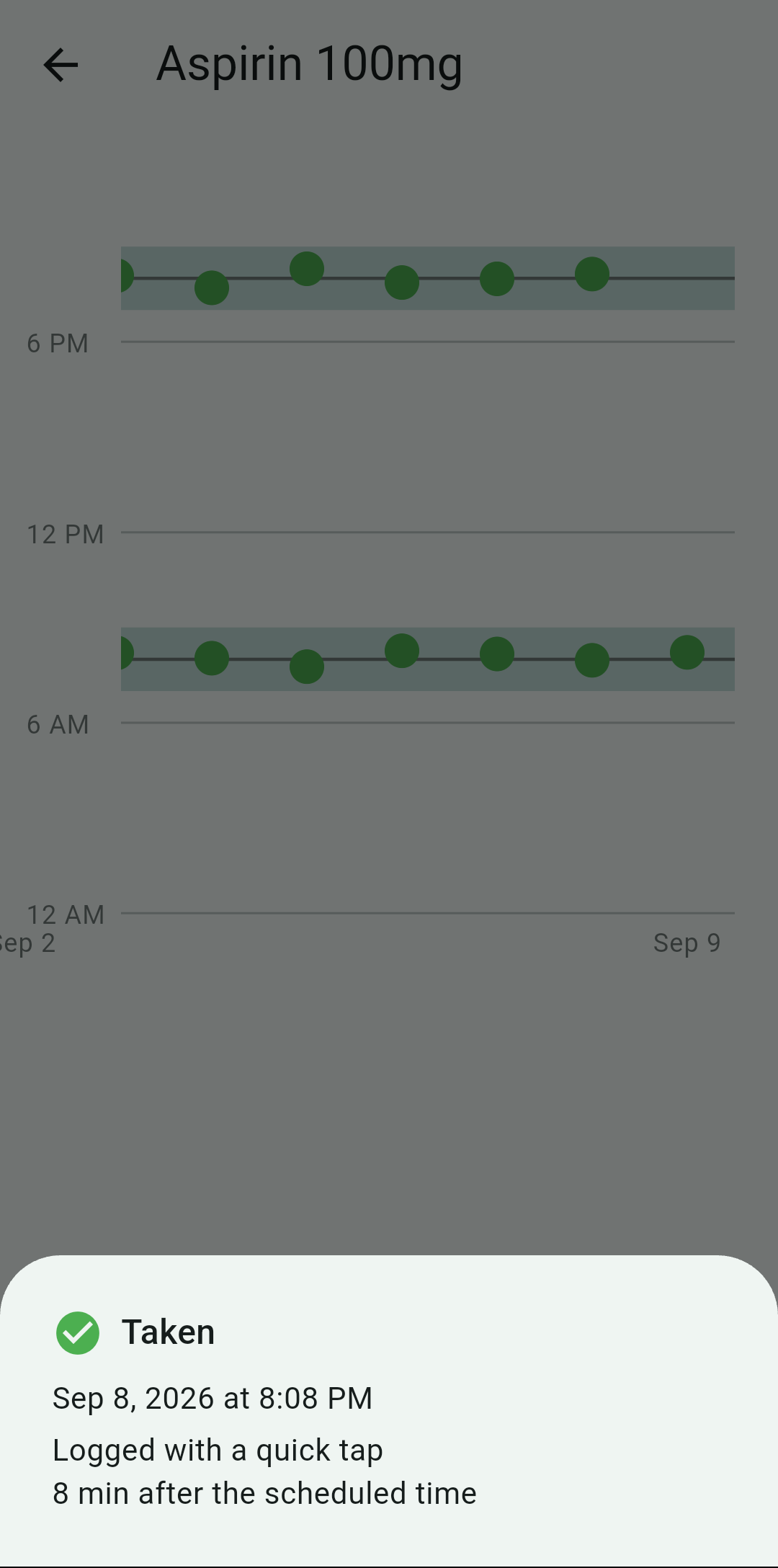 Tapping a marker shows the dose details